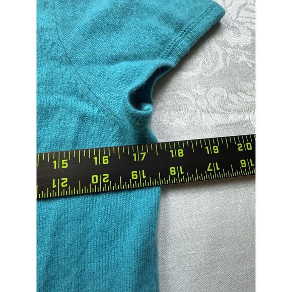 Premise Cashmere Short Sleeve Teal Blue Sweater XL Round Neck - Picture 5 of 6